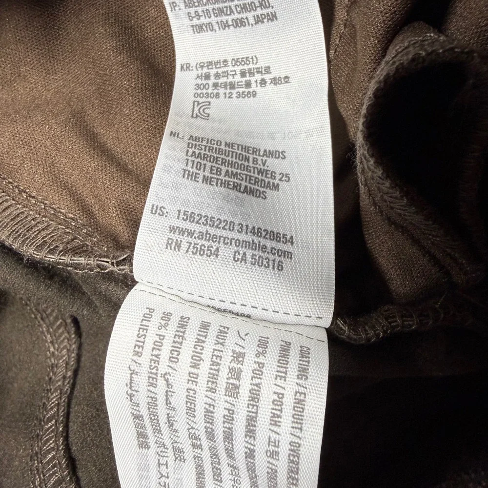 Abercrombie & Fitch Brown Faux Leather Curve Love 90s Straight High Rise Pant 00